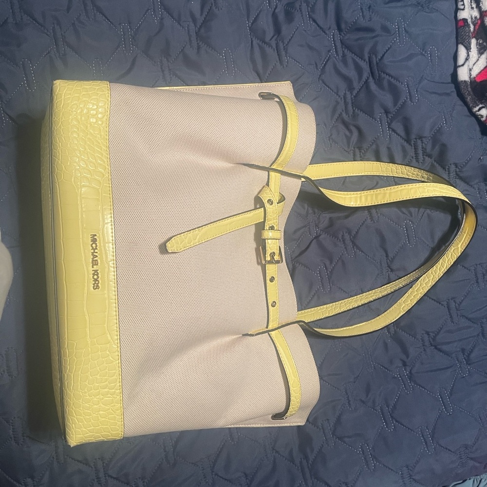 Michael Kors Yellow and Cream Women's Bag